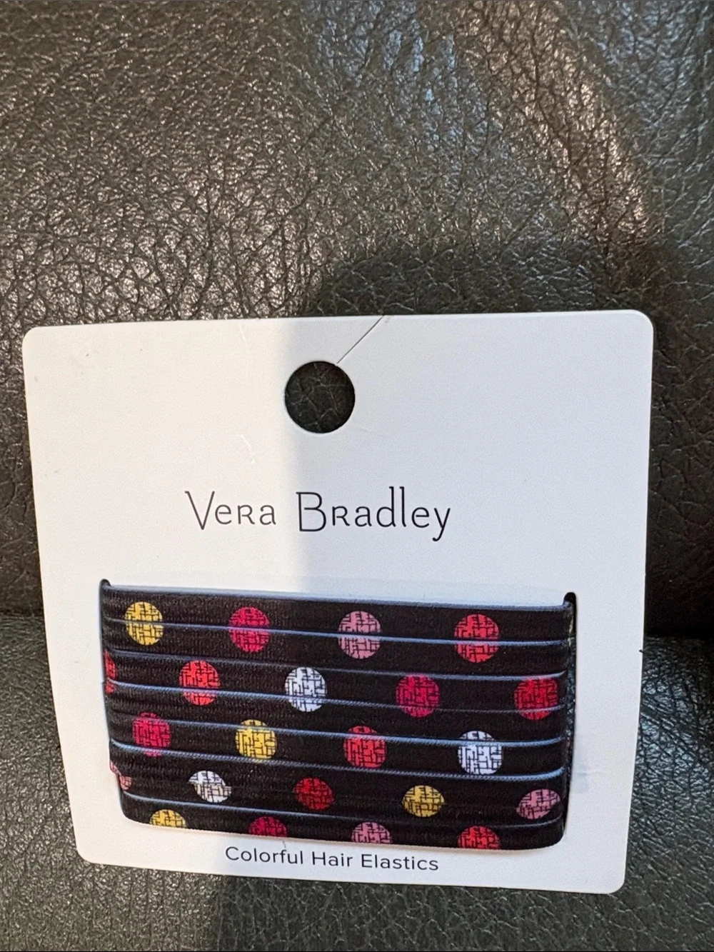 Vera Bradley set of two colorful hair elastics in Havana dots and jazzy blooms